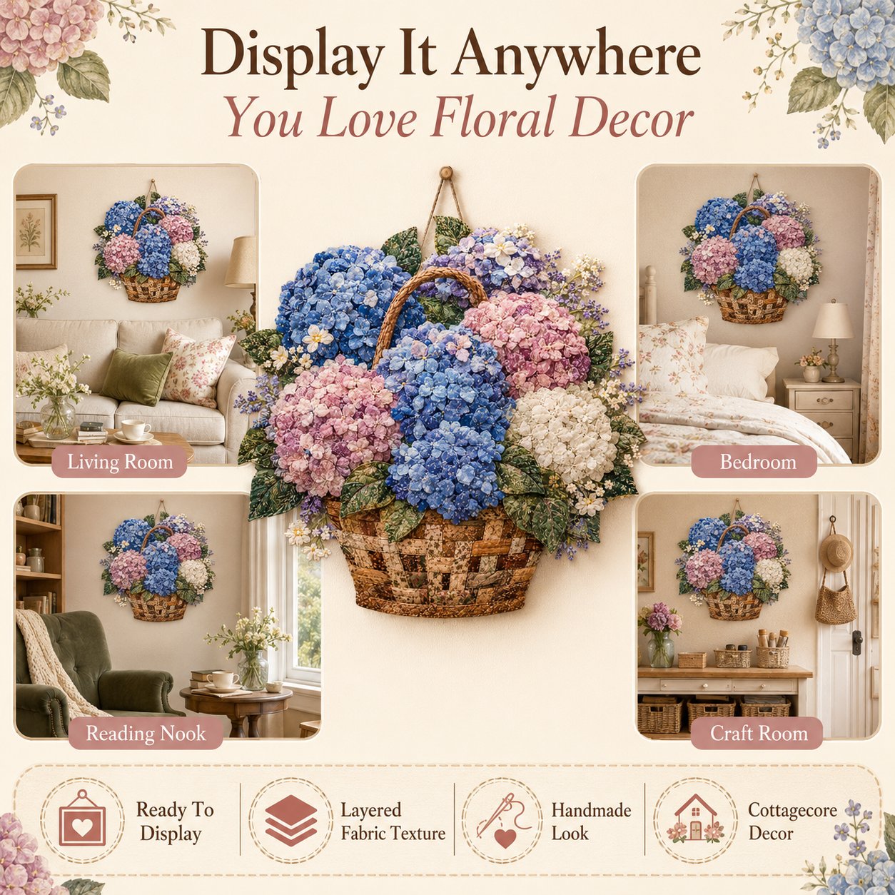🔥Most Popular in 2026🔥🌸🧵 Premium Floral Basket Patchwork DIY Kit | High-Quality Layered Fabric Bouquet with Raised Petals & Woven Basket Details ✨