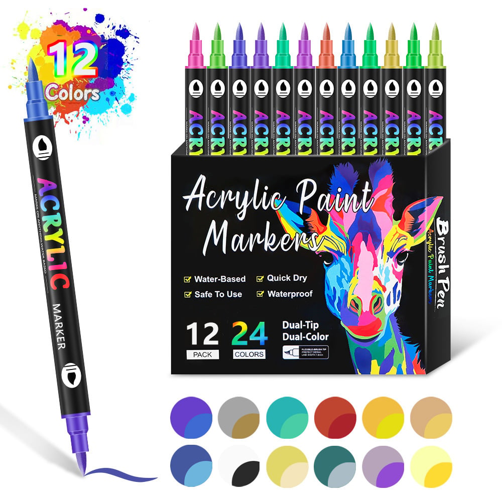 🎨Last Day🔥Dual Tip Acrylic Paint Pen Marker - 24/48/72/120 Colors