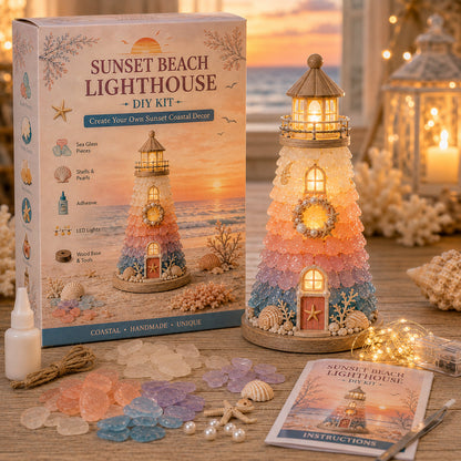 ⏳ Last Day 49% OFF – 🌊 DIY Sea Glass Lighthouse Kit – Light-Up Coastal Craft & Handmade Home Decor