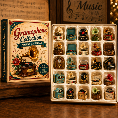 Gramophone Collection Advent Calendar 2026 – 24 Vintage Record Player & Music Miniatures, Retro Collectible Gift for Music Lovers