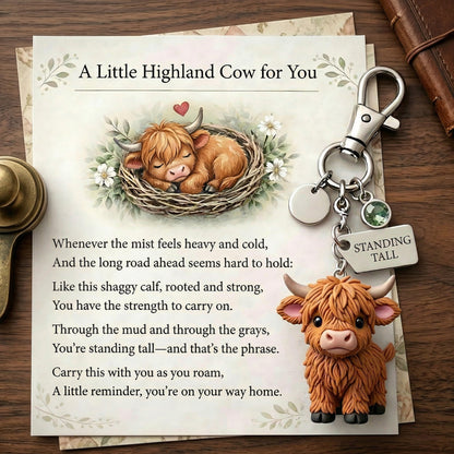 ⏰Hot Sale: Save 49%🐮A Little Highland Cow For You Keychain: Your Daily Reminder of Quiet Strength