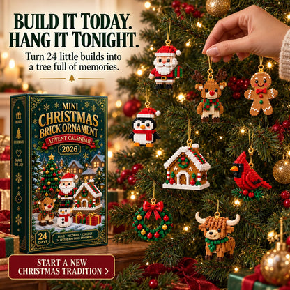 🔔🎄24-day mini Christmas tree advent calendar made of building blocks | 24 unique, buildable Christmas motifs with hanging loops for trees, garlands and festive decorations 🧱