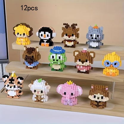 12 Pack Animals Building Block Sets,Micro Mini Animals Party Favors for Kids, Birthday Gift for Boy Girl(1,691 Pieces)