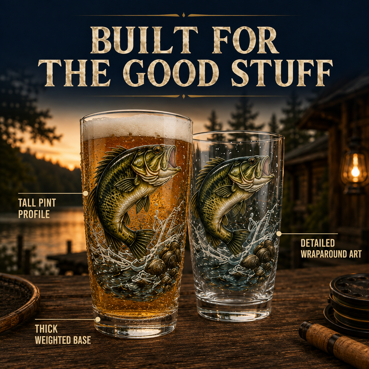 ✨🎣 The Last Cast Fishing Pint Glass Collection – 7 Unique Angler Designs & Gift Box
