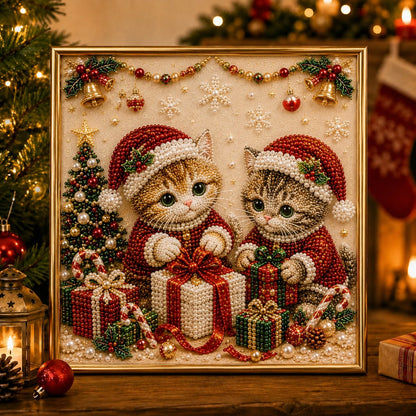 🎄🐾 LAST DAY 49% OFF – Premium 3D Pearl Christmas Kitty Art Kit 🎅🐱❄️