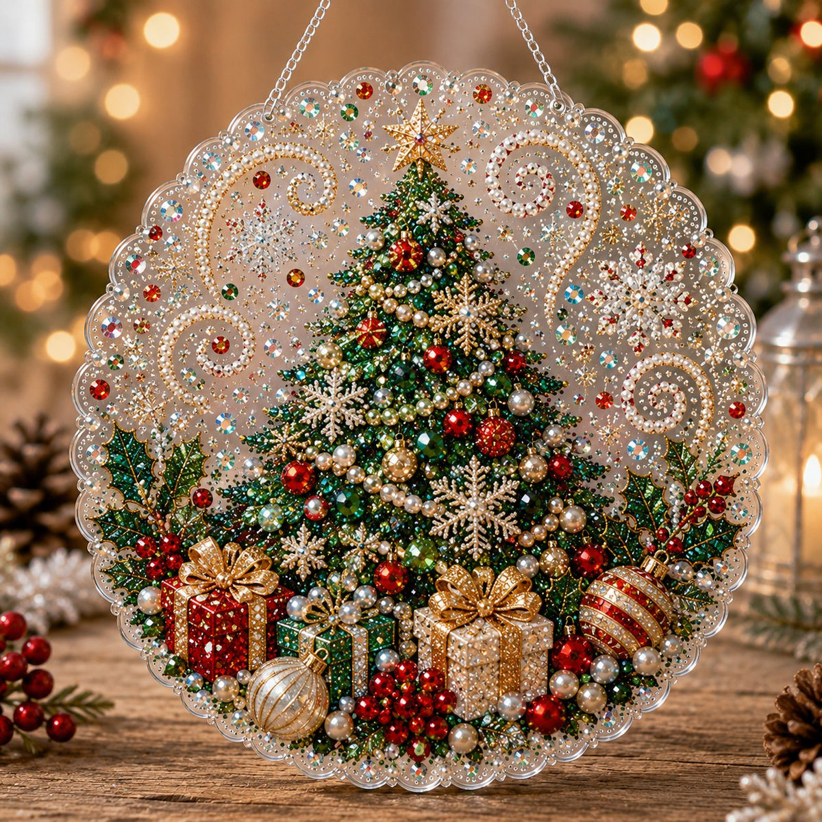 🔥✨Limit to Sale✨🔥🎄 Premium Christmas Pearl Diamond Art Ornament Kit | DIY Holiday Hanging Decor