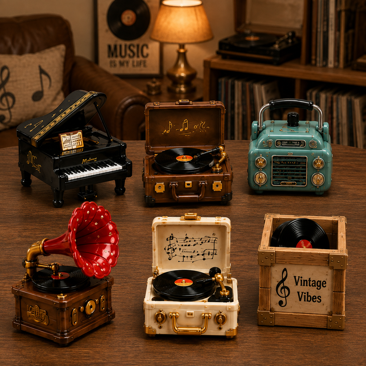 Gramophone Collection Advent Calendar 2026 – 24 Vintage Record Player & Music Miniatures, Retro Collectible Gift for Music Lovers