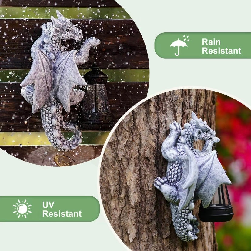 ⏰Hot Sale: Save 49%-Garden Decor Dragon Hugging Tree Garden Statue with Solar Lantern