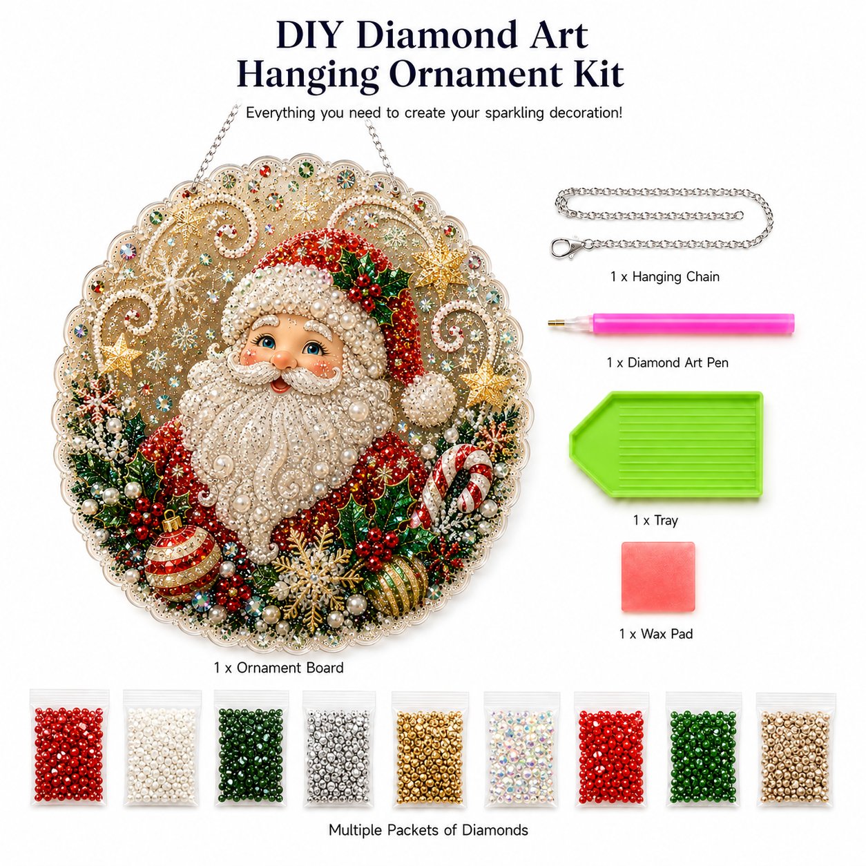 🔥✨Limit to Sale✨🔥🎄 Premium Christmas Pearl Diamond Art Ornament Kit | DIY Holiday Hanging Decor