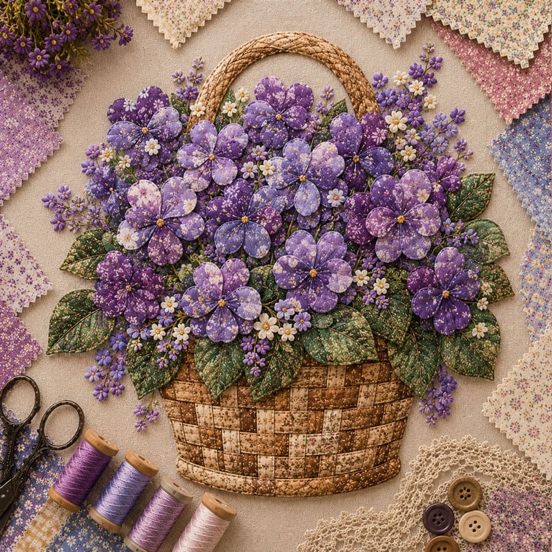 🔥Most Popular in 2026🔥🌸🧵 Premium Floral Basket Patchwork DIY Kit | High-Quality Layered Fabric Bouquet with Raised Petals & Woven Basket Details ✨
