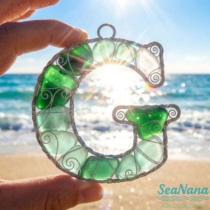 🌊 Handcrafted Wire-Wrapped Sea Glass Letter Ornament: More Than a Last Name, It's a Blessing