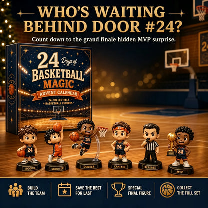 🏀 24-Day Basketball Christmas Advent Calendar | 24 Unique Collectible Basketball Figures for Daily Surprises, Team Building & Holiday Display 🎄✨