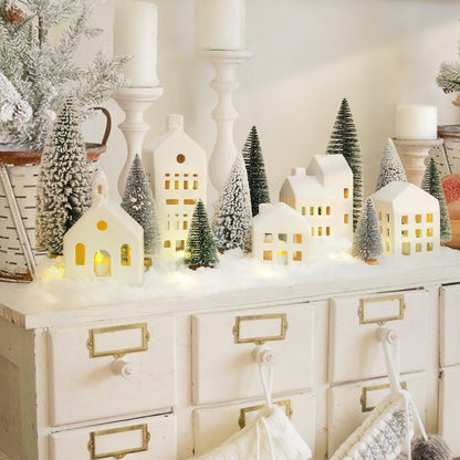🎄✨Christmas Decorations - Christmas Village Sets of 5 Lighted Ceramic Houses🏡
