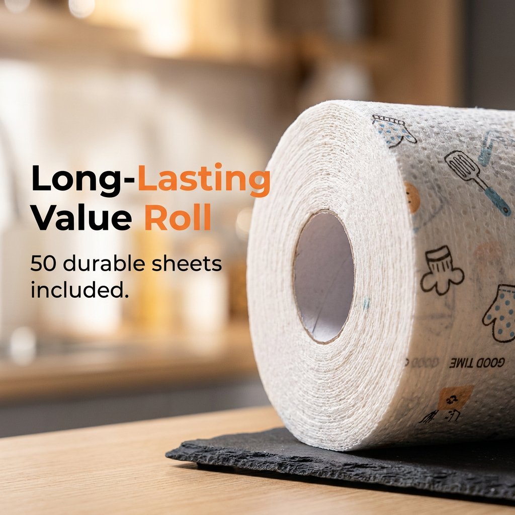 ✨ 50-Piece Reusable Cleaning Cloth Roll – Tear-Off Multipurpose Wipes for Kitchen & Home