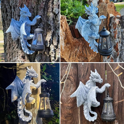 ⏰Hot Sale: Save 49%-Garden Decor Dragon Hugging Tree Garden Statue with Solar Lantern
