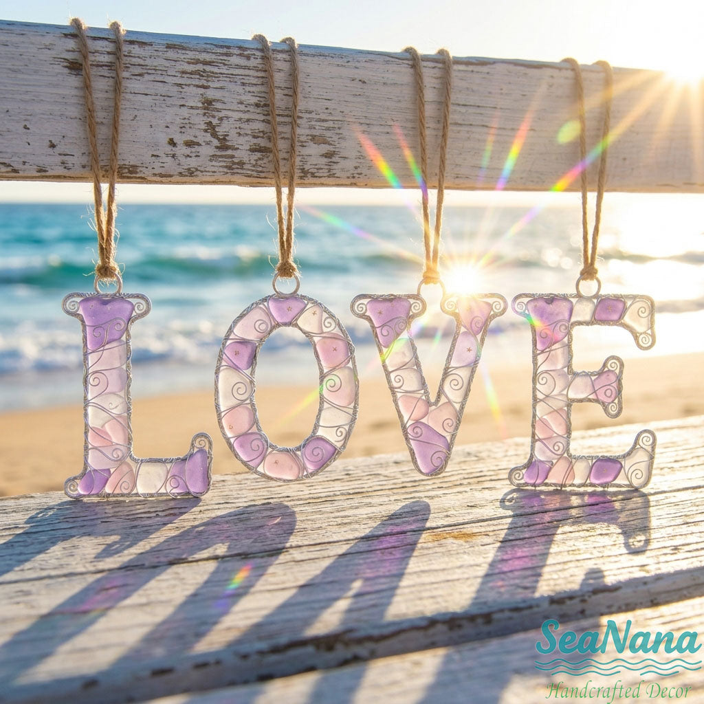 🌊 Handcrafted Wire-Wrapped Sea Glass Letter Ornament: More Than a Last Name, It's a Blessing