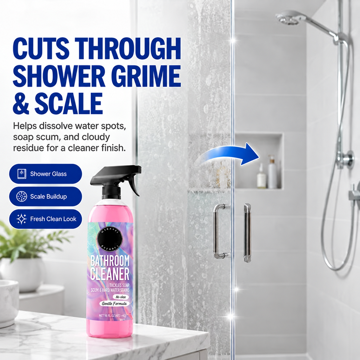 Bathroom Cleaner Powerfully Removes Limescale