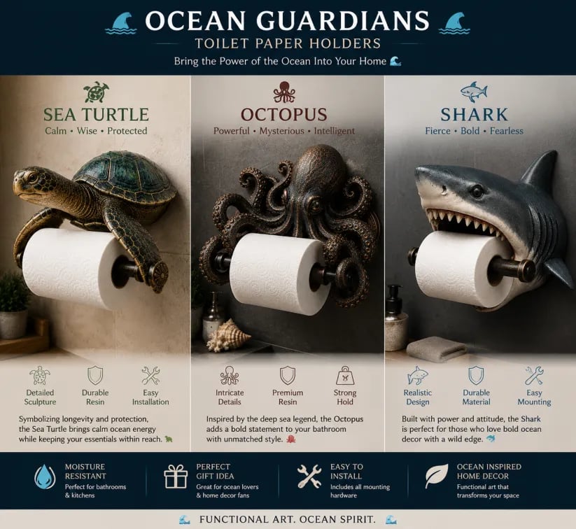 🔥✨Most Popular in 2026✨🔥🌊 Ocean Guardians Toilet Paper Holder Series