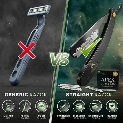 🔥LAST DAY 55% OFF - Professional Straight Razor for Men - Barber Edge Kit (100 Blades Included)