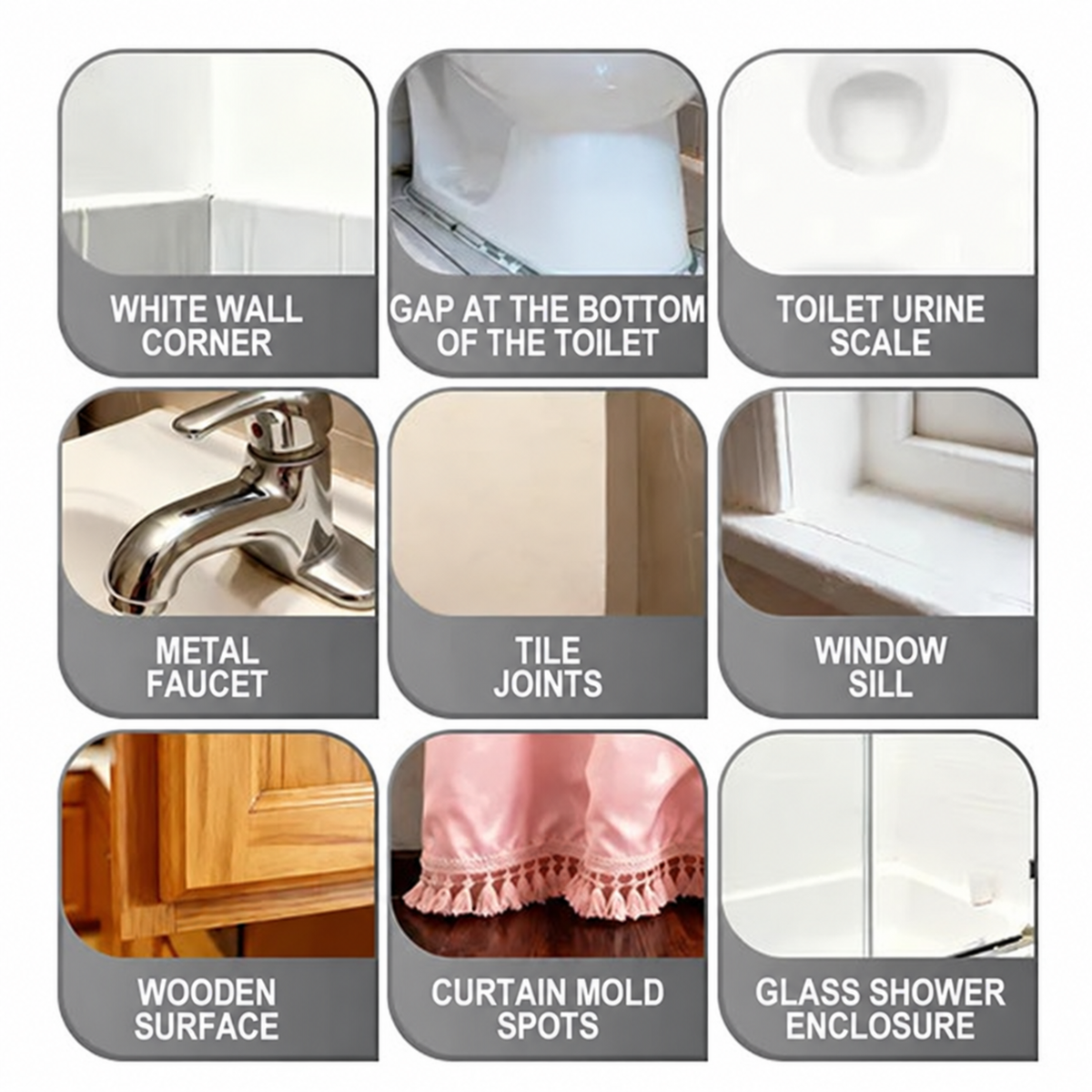 Bathroom cleaner suitable surfaces