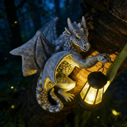 ⏰Hot Sale: Save 49%-Garden Decor Dragon Hugging Tree Garden Statue with Solar Lantern