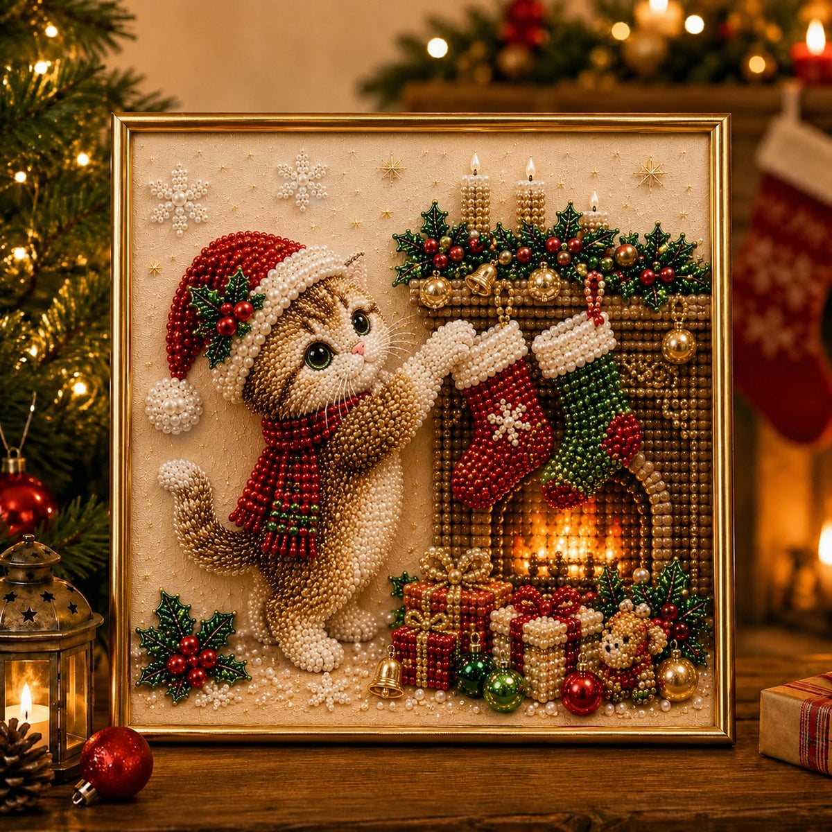 🎄🐾 LAST DAY 49% OFF – Premium 3D Pearl Christmas Kitty Art Kit 🎅🐱❄️