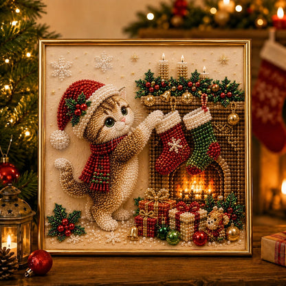 🎄🐾 LAST DAY 49% OFF – Premium 3D Pearl Christmas Kitty Art Kit 🎅🐱❄️