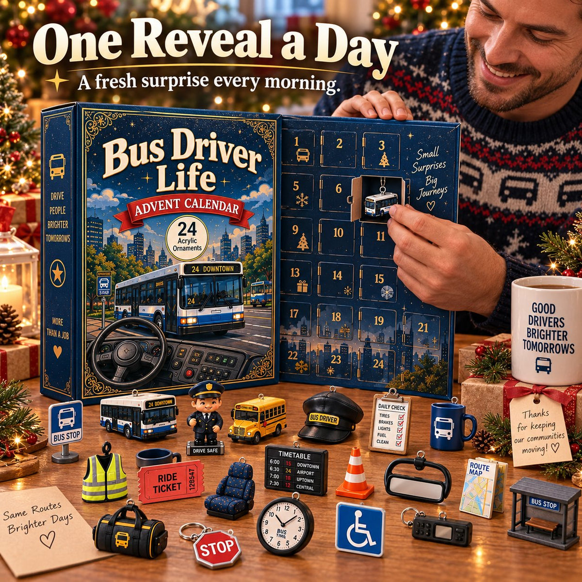 🚌 Driver’s Christmas Countdown | 24 Days of Bus-Themed Acrylic Surprises ✨