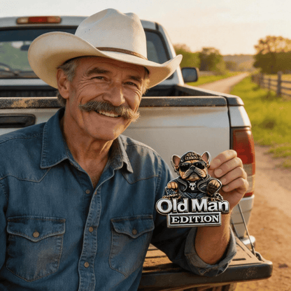 ⏰Hot Sale: Save 49%🚗 Funny Old Man Edition Vehicle Badge — 3D Chrome Metal Emblem, Perfect Father's Day & Birthday Gift for Dad, Grandpa, Husband, Truck & SUV Owners