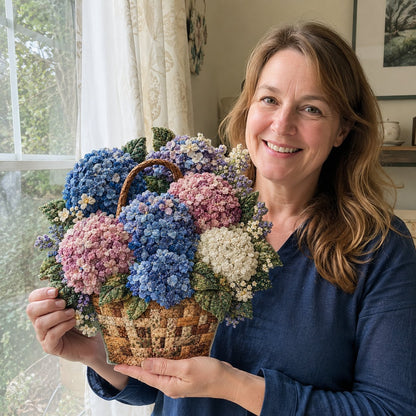 🔥Most Popular in 2026🔥🌸🧵 Premium Floral Basket Patchwork DIY Kit | High-Quality Layered Fabric Bouquet with Raised Petals & Woven Basket Details ✨