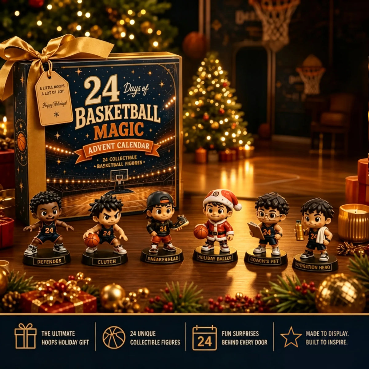 🏀 24-Day Basketball Christmas Advent Calendar | 24 Unique Collectible Basketball Figures for Daily Surprises, Team Building & Holiday Display 🎄✨