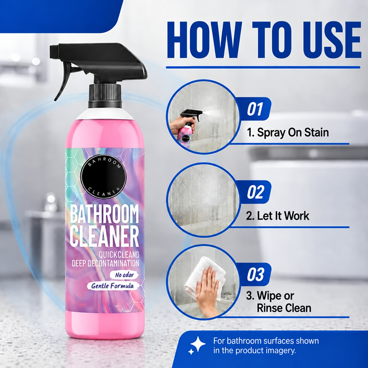 Bathroom Cleaner Powerfully Removes Limescale
