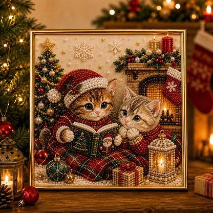 🎄🐾 LAST DAY 49% OFF – Premium 3D Pearl Christmas Kitty Art Kit 🎅🐱❄️