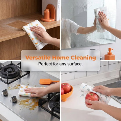 ✨ 50-Piece Reusable Cleaning Cloth Roll – Tear-Off Multipurpose Wipes for Kitchen & Home