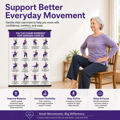 🔥🔥🔥Tai Chi Chair Workout Chart for Seniors (16 x 24 inches)