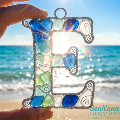 🌊 Handcrafted Wire-Wrapped Sea Glass Letter Ornament: More Than a Last Name, It's a Blessing