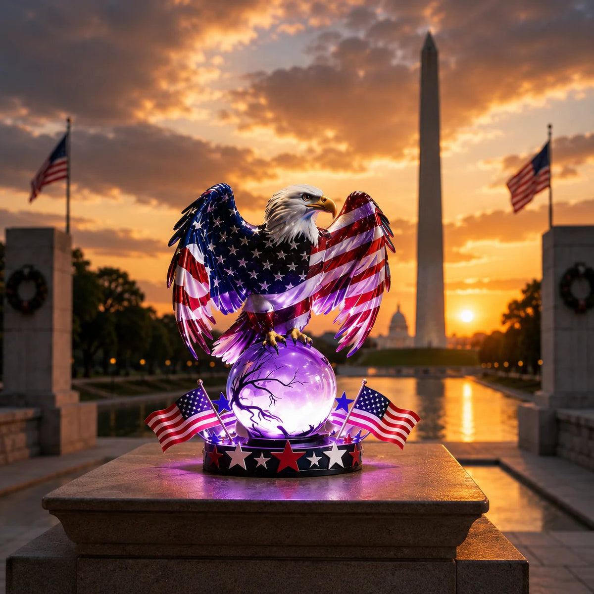 🔥Most Popular in 2026🔥🇺🇸 Freedom Eagle Patriotic LED Table Lamp – American Pride Decor