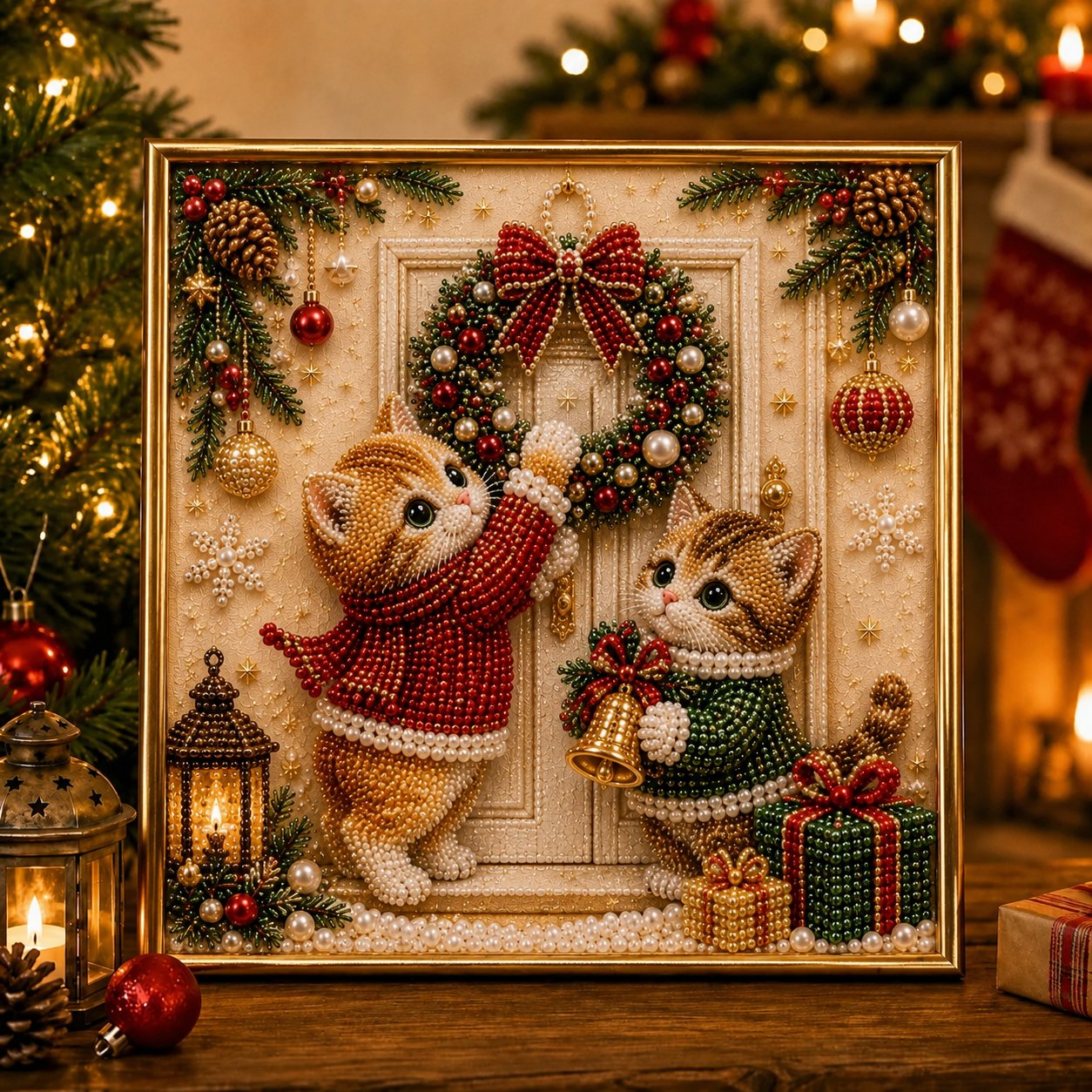 🎄🐾 LAST DAY 49% OFF – Premium 3D Pearl Christmas Kitty Art Kit 🎅🐱❄️