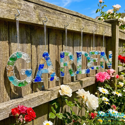 🌊 Handcrafted Wire-Wrapped Sea Glass Letter Ornament: More Than a Last Name, It's a Blessing