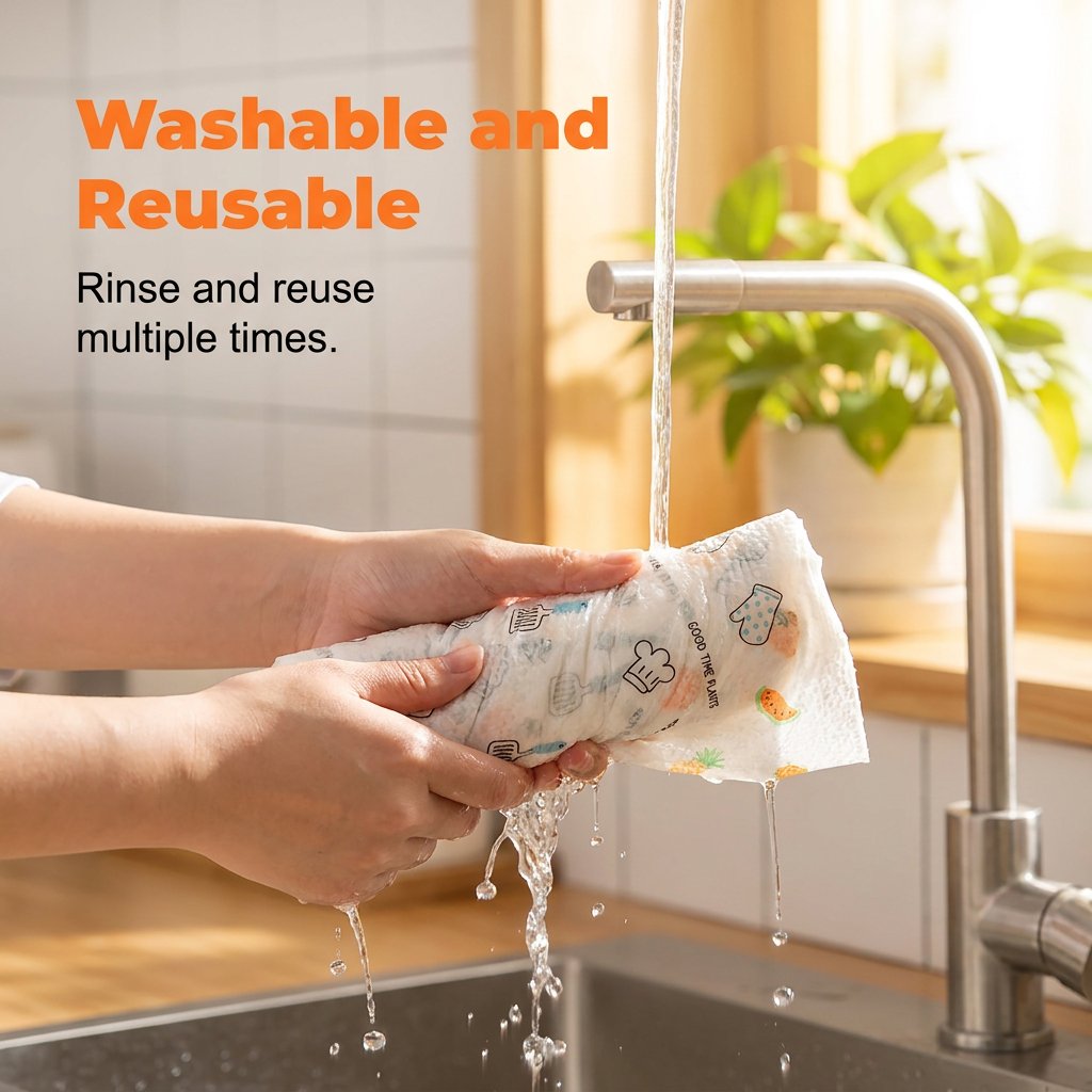 ✨ 50-Piece Reusable Cleaning Cloth Roll – Tear-Off Multipurpose Wipes for Kitchen & Home