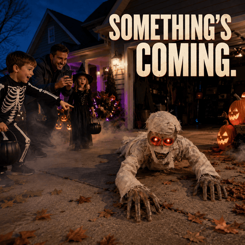 🔥 [49% Off Halloween Early Bird Special]-Sound-Activated Animated Crawling Mummy with Glowing Red Eyes