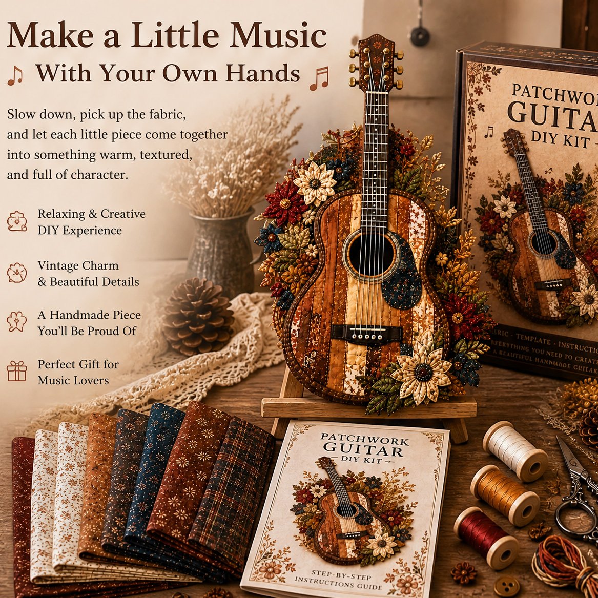 🔥LAST DAY 50% OFF - 🎶Vintage Patchwork Music Instrument DIY Kit