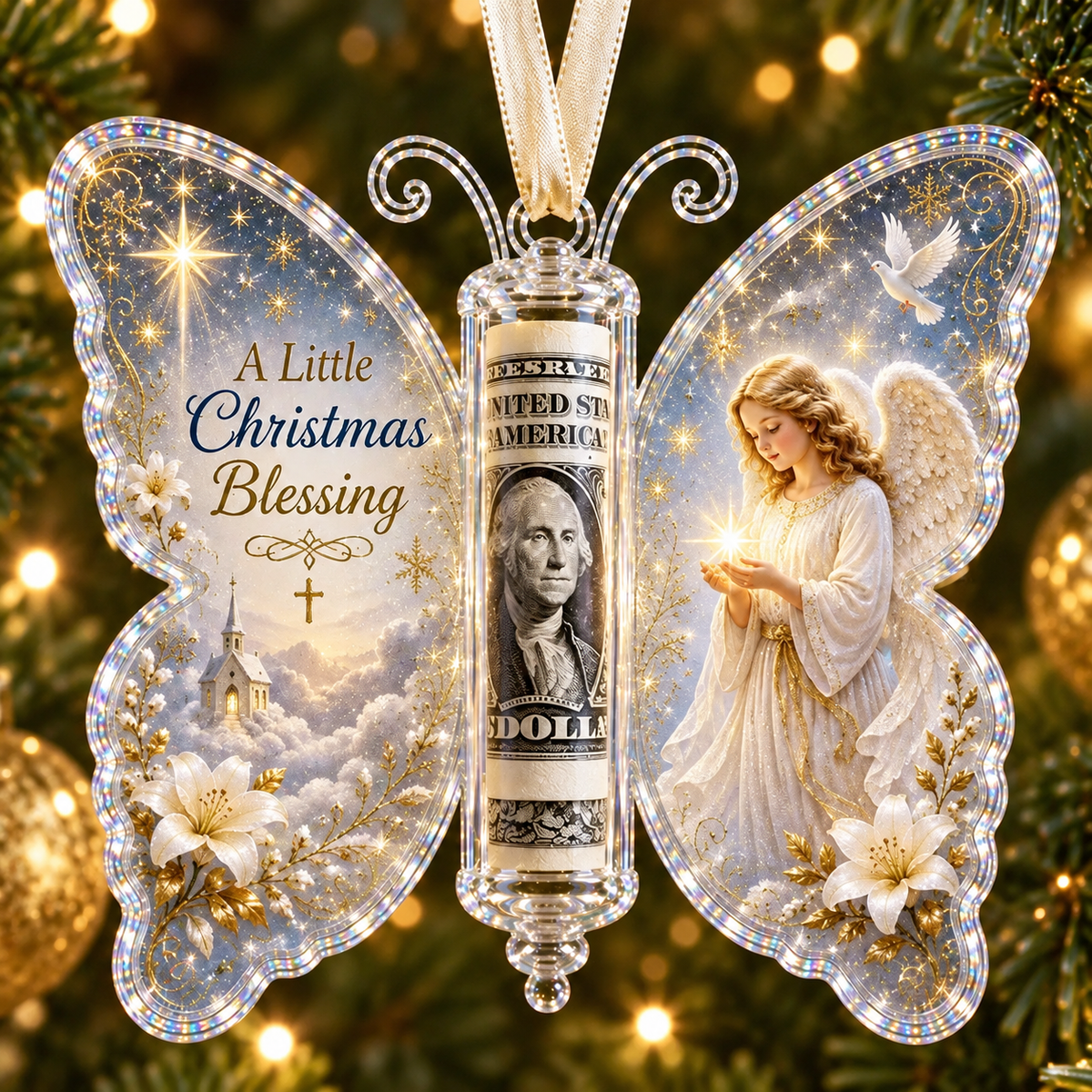 🦋💵 Christmas Cash Gift Butterfly Ornament🎄✨