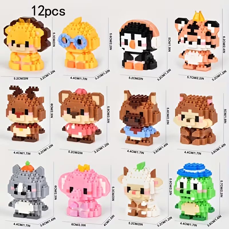 12 Pack Animals Building Block Sets,Micro Mini Animals Party Favors for Kids, Birthday Gift for Boy Girl(1,691 Pieces)