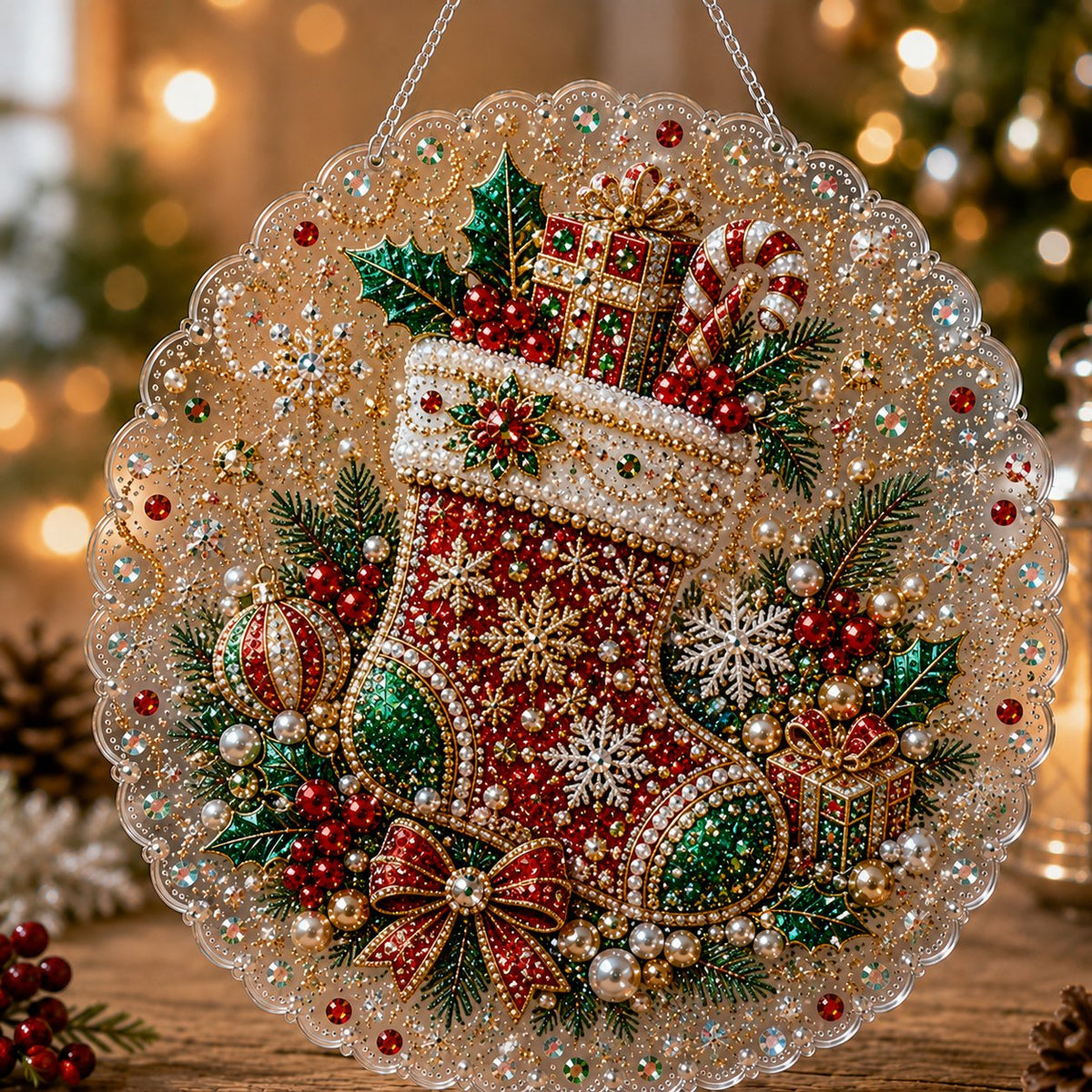 🔥✨Limit to Sale✨🔥🎄 Premium Christmas Pearl Diamond Art Ornament Kit | DIY Holiday Hanging Decor
