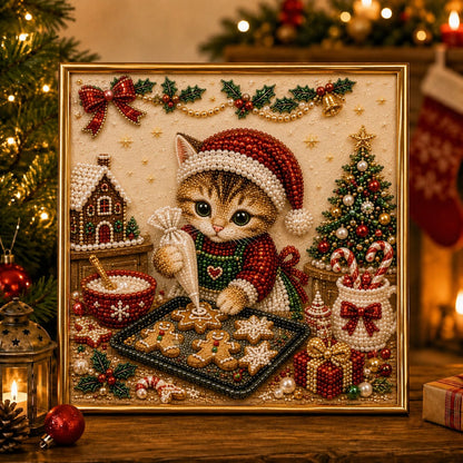 🎄🐾 LAST DAY 49% OFF – Premium 3D Pearl Christmas Kitty Art Kit 🎅🐱❄️