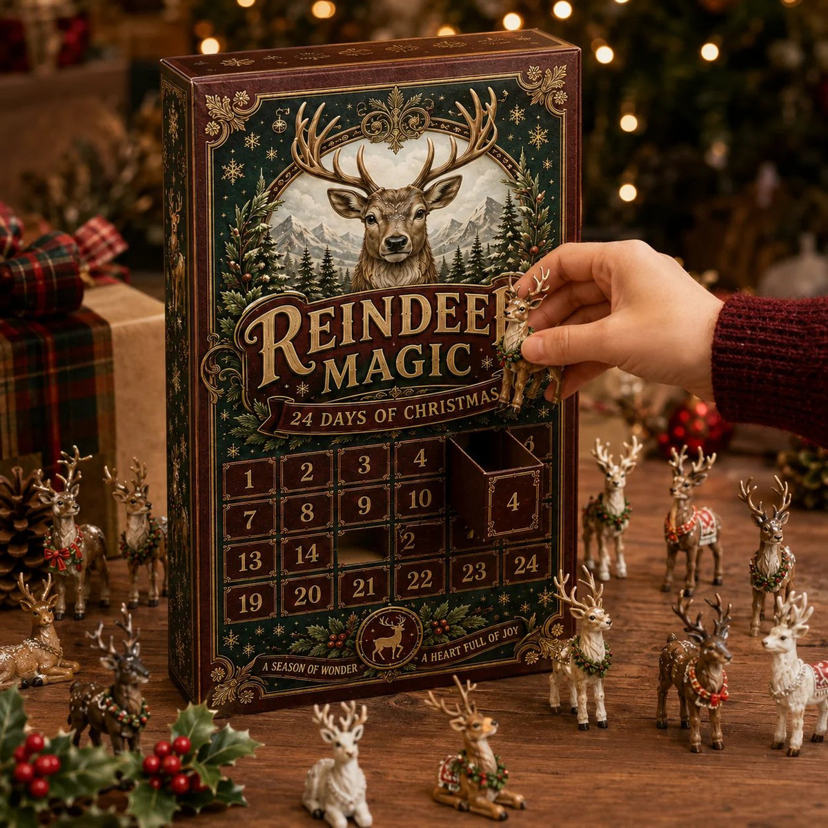 🦌 Unleash Alpine Enchantment: 24 Days Reindeer Magic Ornament Advent Calendar 2026