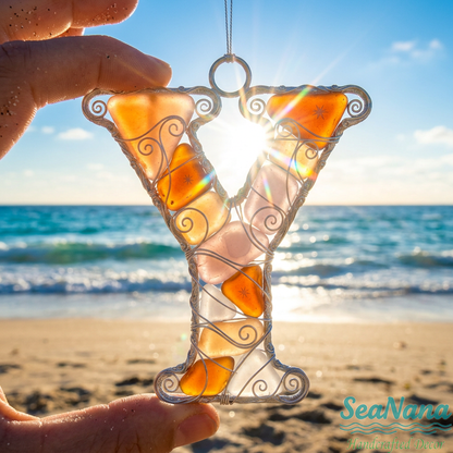 🌊 Handcrafted Wire-Wrapped Sea Glass Letter Ornament: More Than a Last Name, It's a Blessing