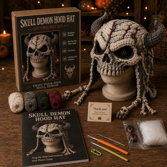 🔥 LAST DAY 49% OFF – 🎃 Halloween Monster Hood DIY Crochet Kit | Premium Soft Yarn Materials with Step-by-Step Guide DIY Handmade Wearable Character Hood 🧶🎭✨