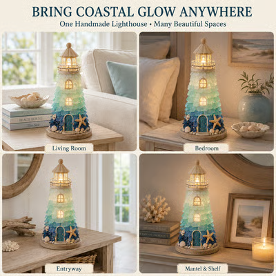 ⏳ Last Day 49% OFF – 🌊 DIY Sea Glass Lighthouse Kit – Light-Up Coastal Craft & Handmade Home Decor